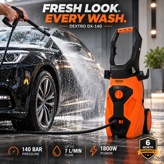 Dextro DX-140 Turbo Pressure Washer 140 Bar 6 Month Warranty (Free Soap Bottle, Sogo Foam & Shampoo Wax & Yellow & Grey Microfiber Cloth 2 in 1)