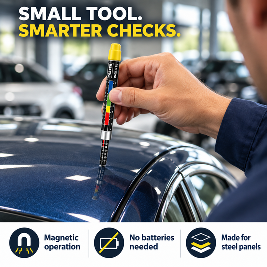 Magnetic Car Paint Thickness Tester Pen – Portable Colour-Coded Gauge for Used Car Inspection & Repaint Checks